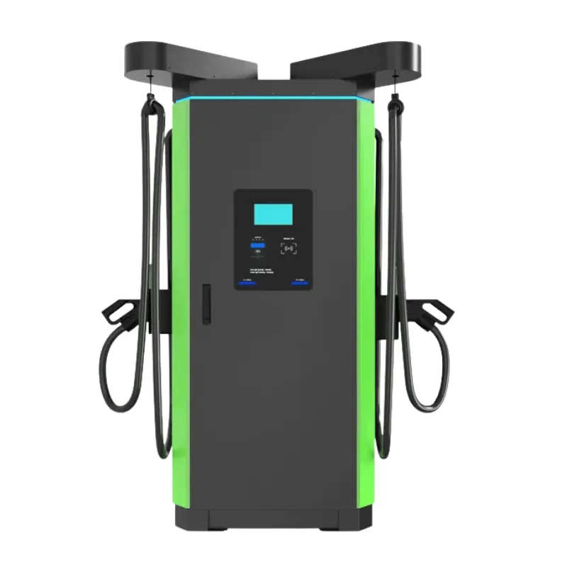 EVCSTAR UC Series floor-standing DC fast charger with two charging cables on top-mounted holders