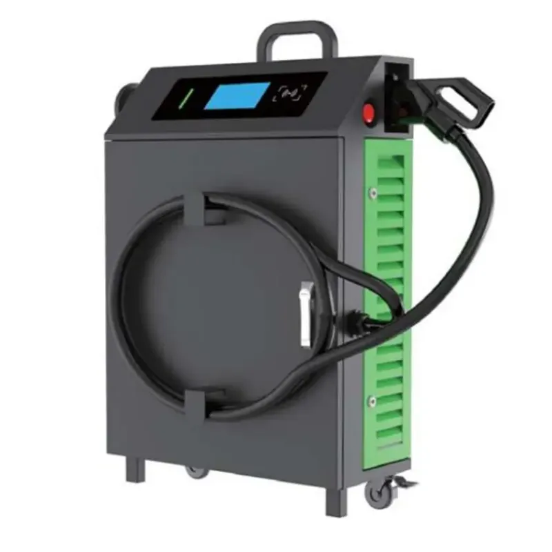 EVCSTAR MC Series mobile DC charger on wheels with carry handle and coiled charging cable